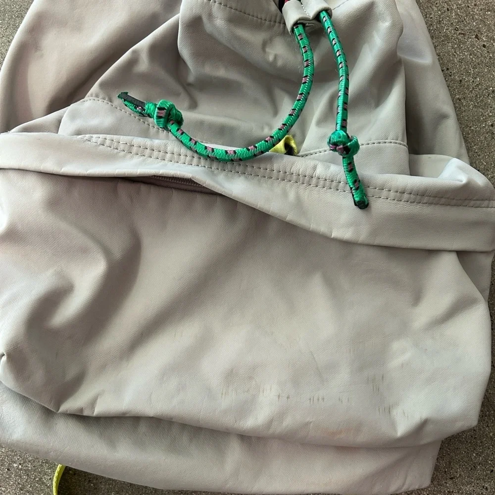 Urban Outfitters Light Gray Backpack with Neon Yellow Accents